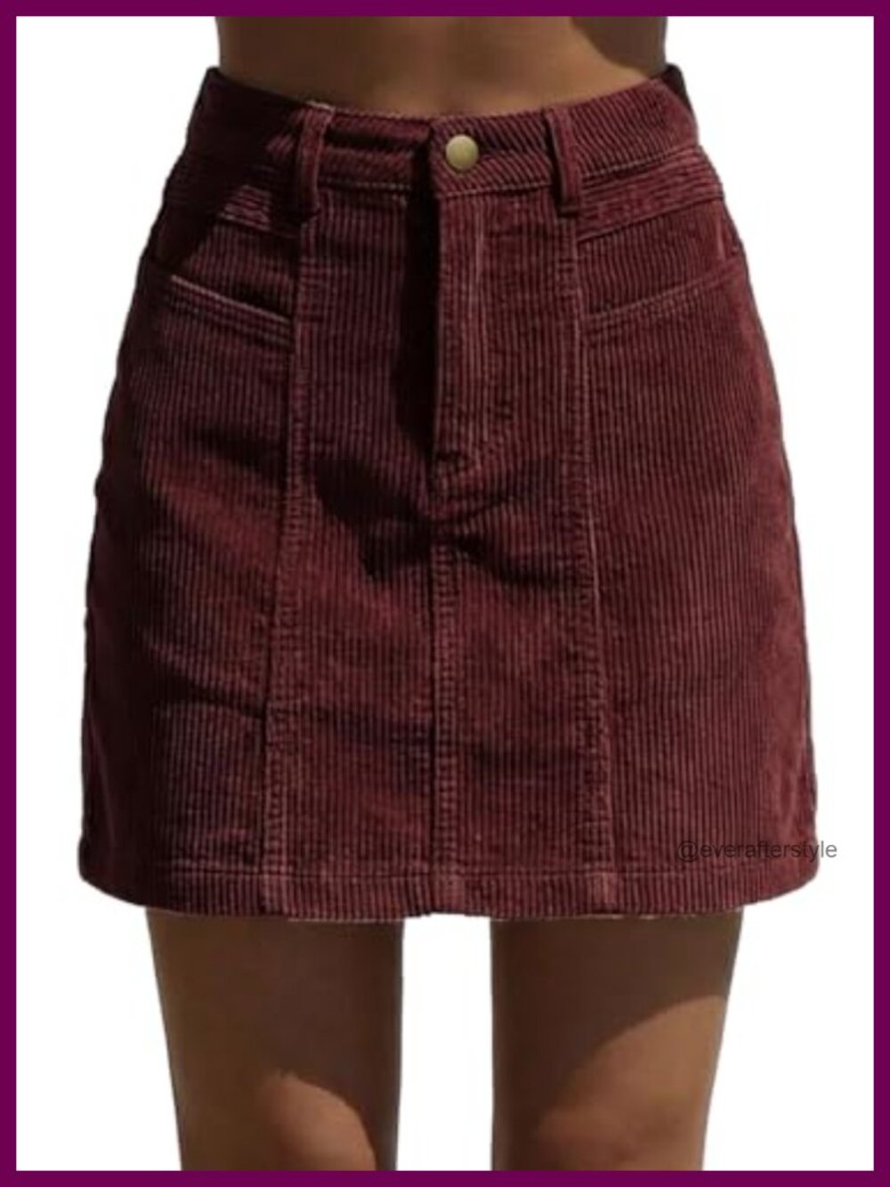 High Waist Corduroy Mini Skirt A-Line Button Front Pockets Fall